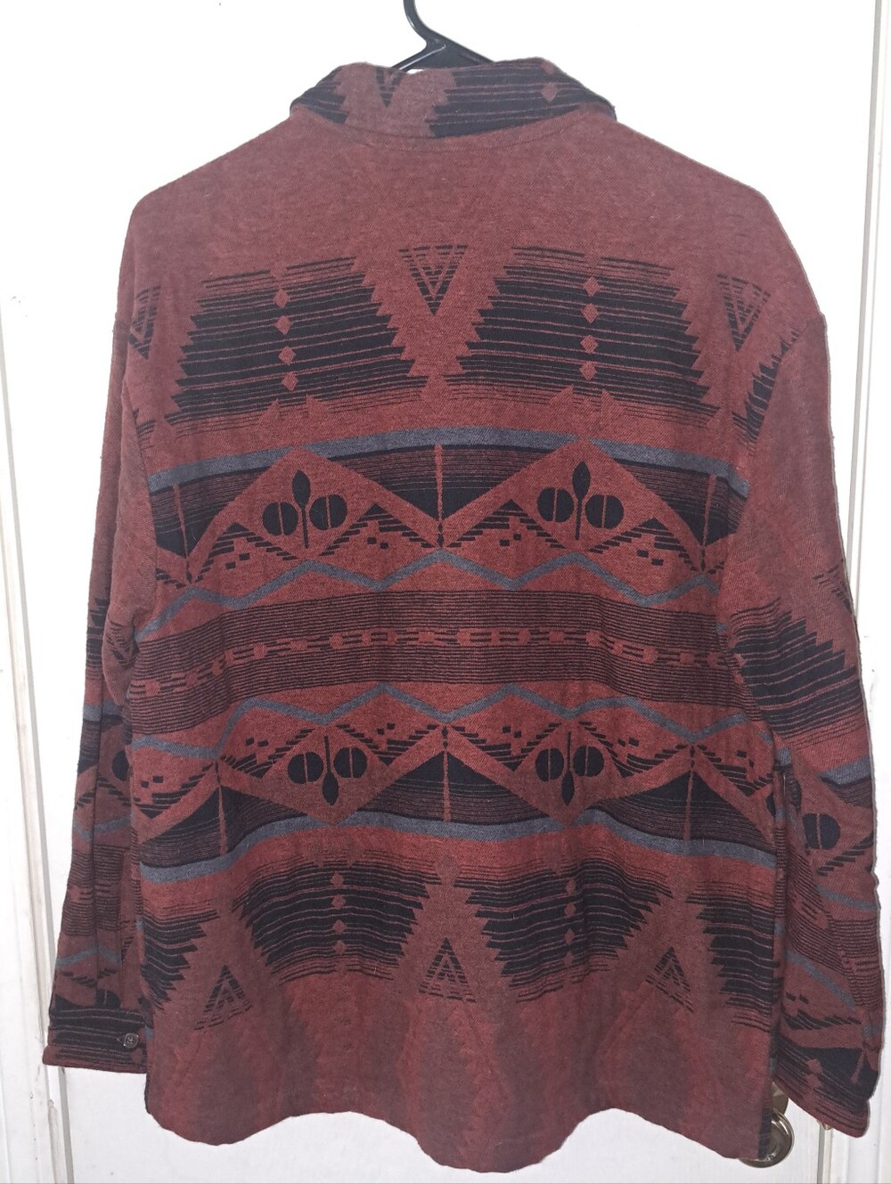 Women's Rust Patterned Button-Up Jacket - Picture 3 of 5